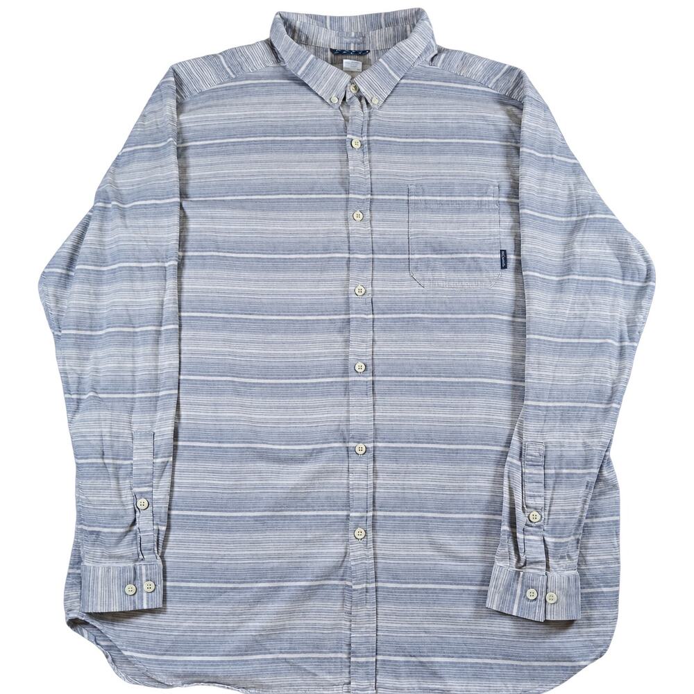 Columbia Men’s 3XT Gray Striped Stretch Long Sleeve Button-Up Shirt Big Tall